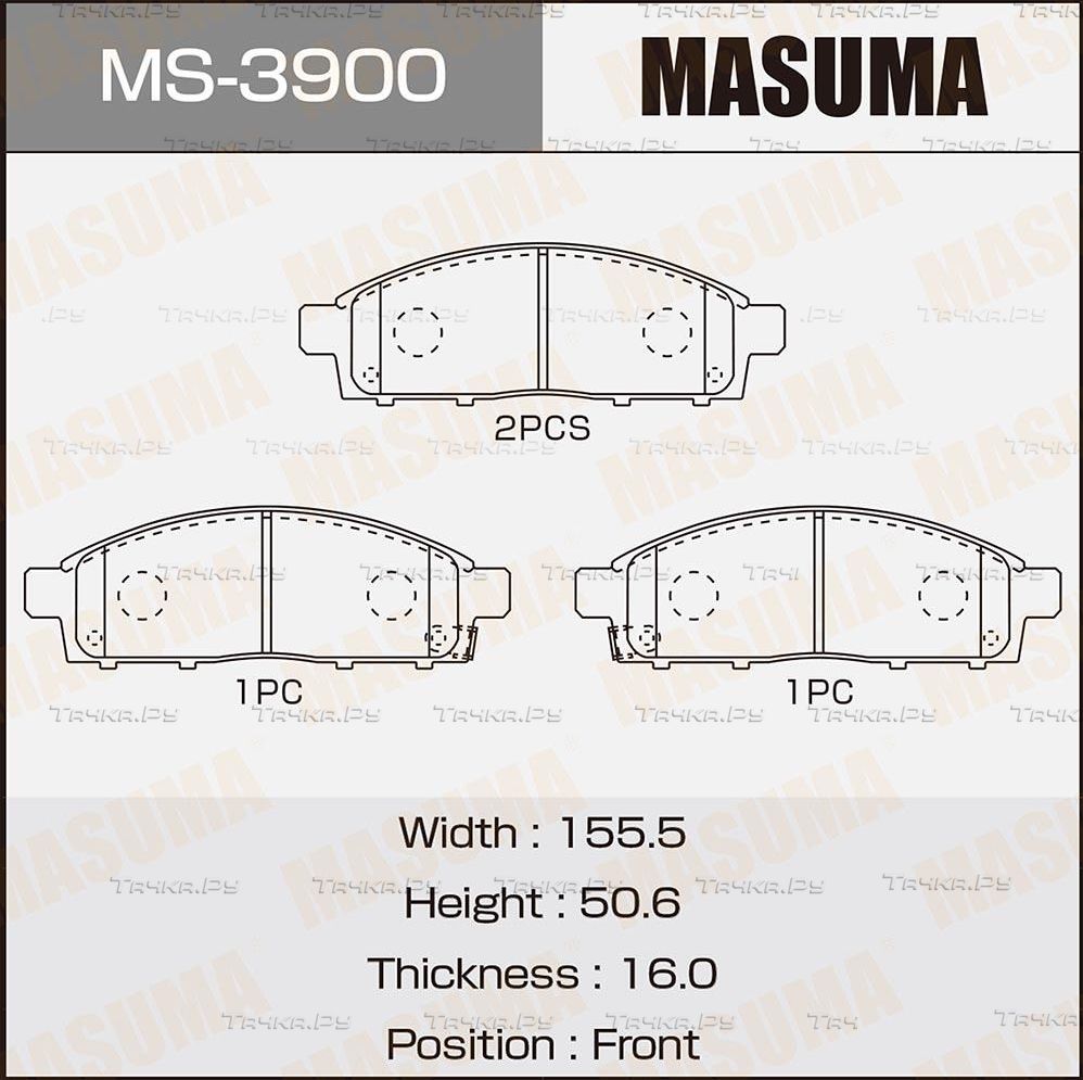 Тормозные колодки Masuma передние для Mitsubishi L200 V 2015-2026. Артикул MS-3900