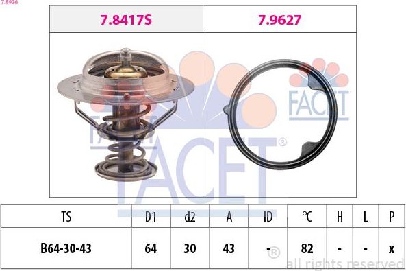 Термостат Facet Made in Italy - OE Equivalent. Артикул 7.8926