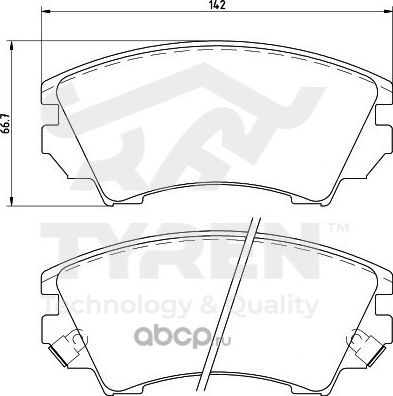 Дисковые тормозные колодки (Tyren). Артикул TYR1216991