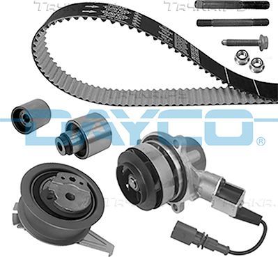 Помпа (водяной насос) с комплектом ремня ГРМ Dayco для SEAT Leon III 2012-2026. Артикул KTBWP8841