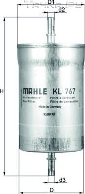 Топливный фильтр Mahle для SEAT Exeo 2008-2013. Артикул KL 767