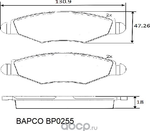 Колодки тормозные дисковые BP0255 передние, комплект, (Bapco) Bapco. Артикул BP0255