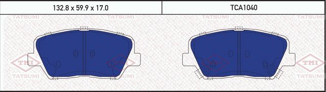 Колодки тормозные HYUNDAI/KIA SOLARIS/ELANTRA/CEED/RIO 12- перед. (Tatsumi). Артикул TCA1040