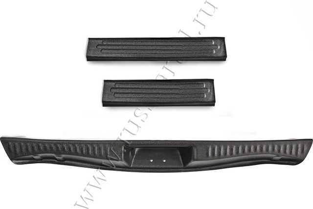 Защитный комплект Русская Артель (накладка на порожек багажника, накладки на пороги) для Renault Sandero II 2013-2025 (Шагрень). Артикул ZKR-187802