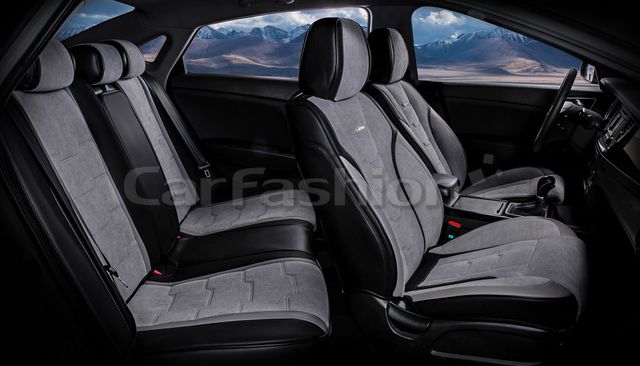 Чехлы универсальные каркасные CarFashion 5D Smart Plus на сидения авто, цвет Серый/Черный/Серый. Артикул 22256