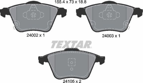 Тормозные колодки Textar Q+ передние для Mazda 6 I (GG) 2002-2008. Артикул 2400201
