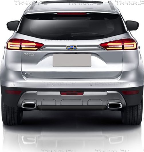 Защита Slitkoff заднего бампера d57 короткая для Geely Atlas 2018-2026 черная. Артикул GEAT09B
