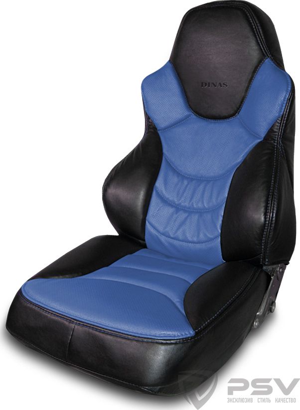 Чехлы PSV Динас на сидения для ВАЗ 2112 1999-2008, цвет черный/синий. Артикул 111251