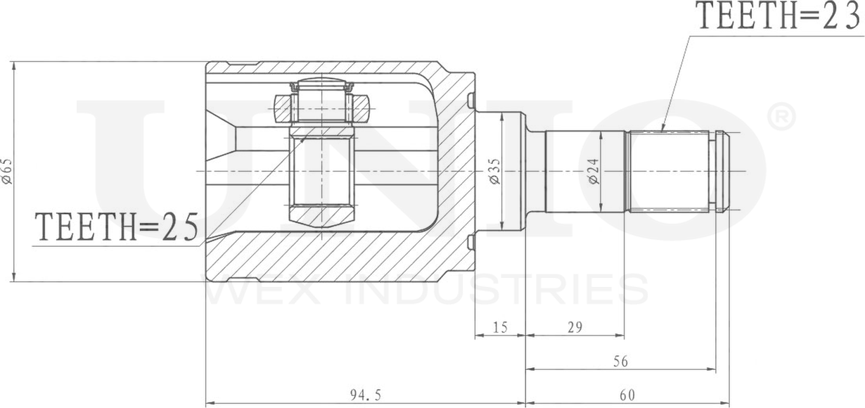 ШРУС внутренний (Unio). Артикул CVJ-30062