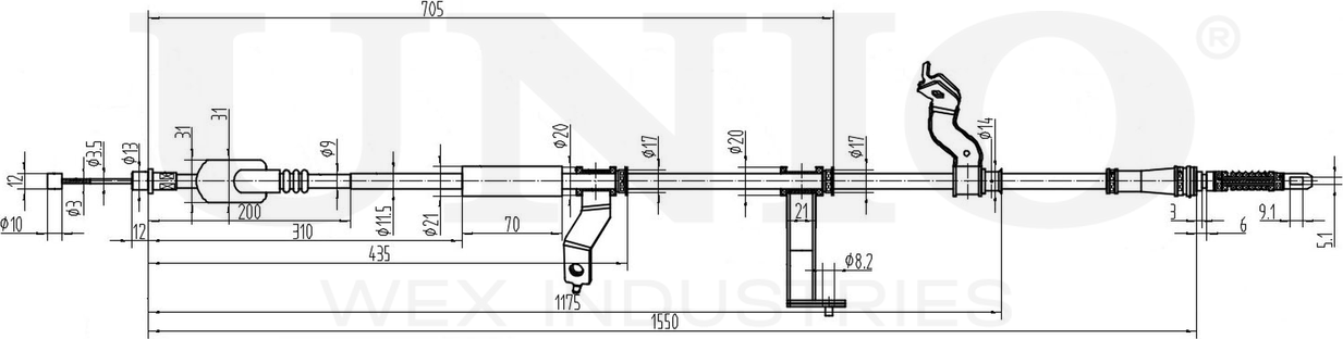 Трос ручного тормоза (Unio). Артикул CAB-60045
