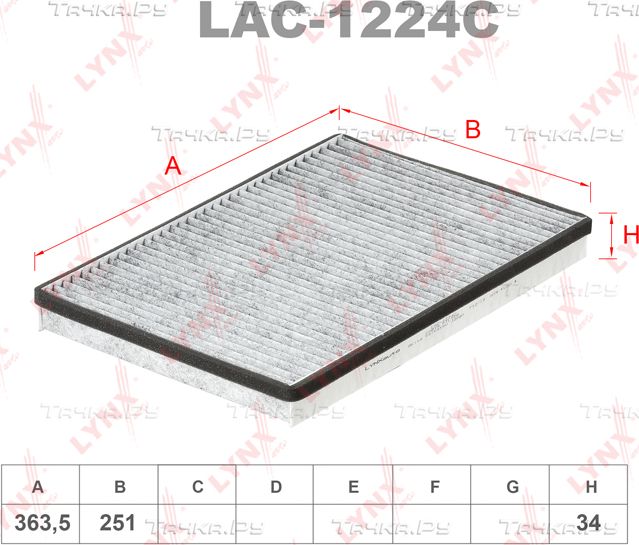 Салонный фильтр LYNXauto. Артикул LAC-1224C