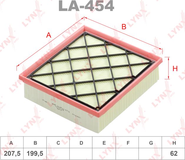 Воздушный фильтр LYNXauto. Артикул LA-454