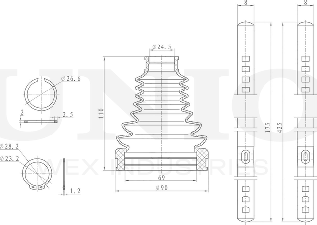 Пыльник ШРУС, комплект (Unio). Артикул DUC-30070K