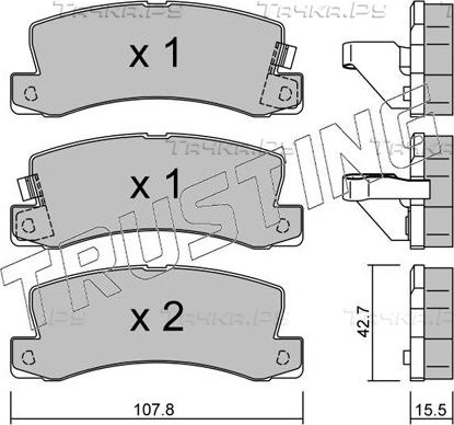 Тормозные колодки Trusting задние для Toyota Carina E 1992-1997. Артикул 164.0