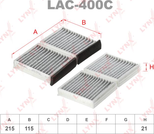 Салонный фильтр LYNXauto. Артикул LAC-400C