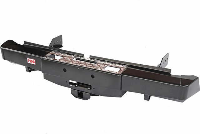 Бампер силовой РИФ задний с площадкой под лебёдку и квадратом под фаркоп для Mitsubishi L200 V 2015-2019. Артикул RIFTMQ-20130