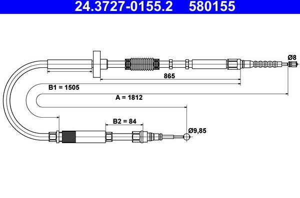 Трос ручника (тросик ручного тормоза) ATE. Артикул 24.3727-0155.2