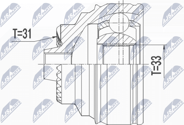 Шрус внутренний (граната) NTY передний для MINI Cabrio III (F57) 2014-2026. Артикул NPZ-BM-021