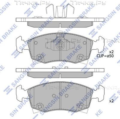 Тормозные колодки Sangsin Hi-Q передние для Lancia Ypsilon III (Type 846) 2011-2026. Артикул SP4122