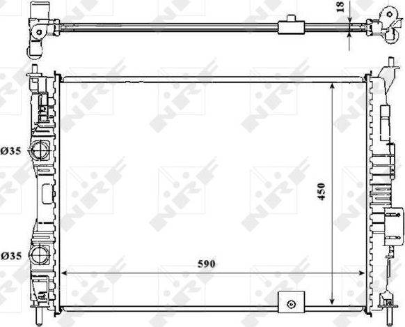 Радиатор охлаждения двигателя NRF (алюминий). Артикул 53846