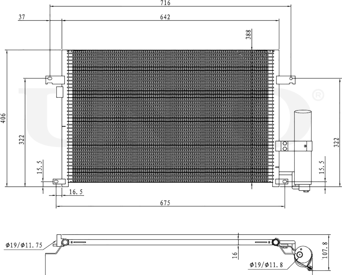 Радиатор кондиционера (Unio). Артикул RAD-30031