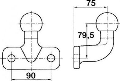Фланцевый шар Westfalia на 2-х болтах (D-value 20). Артикул 329080600001