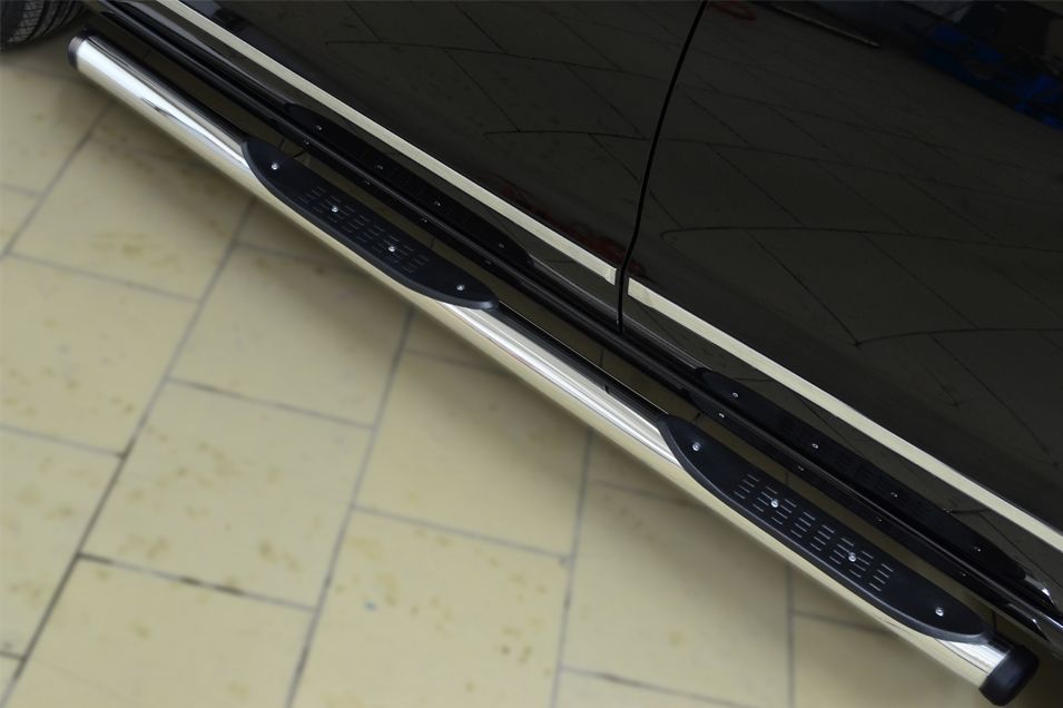 Защита порогов RusStal труба d76 с накладками (вариант 2) для Great Wall Hover H6 2013-2017. Артикул GH6T-0016292