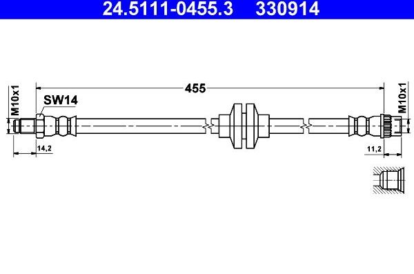 Тормозной шланг ATE. Артикул 24.5111-0455.3