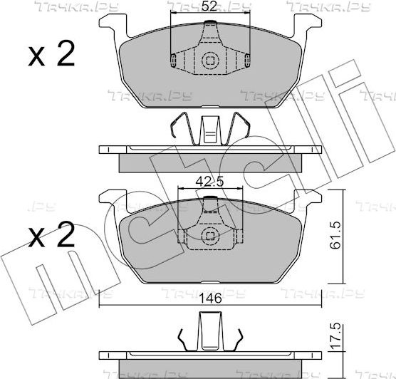 Тормозные колодки Metelli передние для Audi A1 II (GB) 2018-2026. Артикул 22-1214-0
