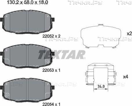 Тормозные колодки Textar Q+ передние для Hyundai Creta I 2016-2026. Артикул 2205203
