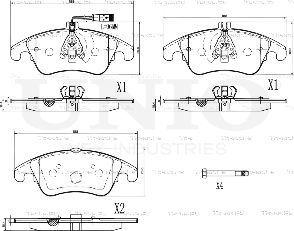 Колодки тормозные дисковые, комплект (Unio). Артикул BRP-20267