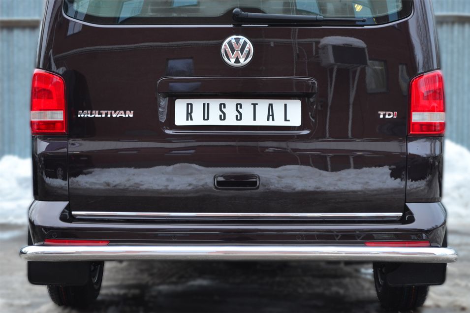 Защита RusStal заднего бампера d63 (секции) для Volkswagen Transporter T5 2009-2015. Артикул VTKZ-001401