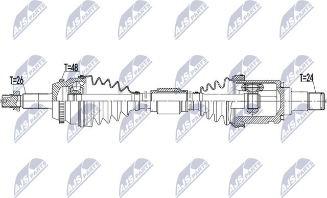 Полуось (привод в сборе, приводной вал) NTY передняя левая для Toyota Camry 50 (V50, XV50) 2011-2017. Артикул NPW-TY-172