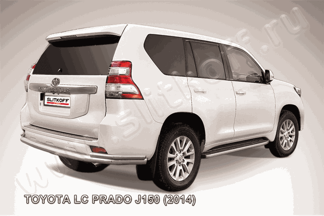 Защита Slitkoff заднего бампера d76/42 двойная для Toyota Land Cruiser Prado 150 2013-2017. Артикул TOP14-011