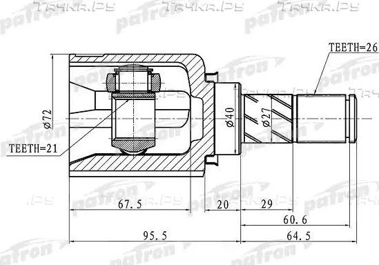 Шрус внутренний (граната) Patron. Артикул PCV1409