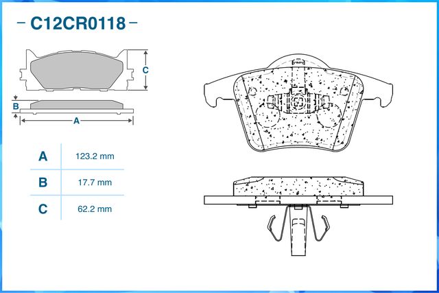 Колодки тормозные задние (Low Metallic) (Cworks). Артикул C12CR0118