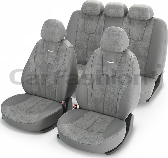 Чехлы универсальные CarFashion Record на сидения авто, цвет Светло-серый/Светло-серый/Светло-серый. Артикул 10068
