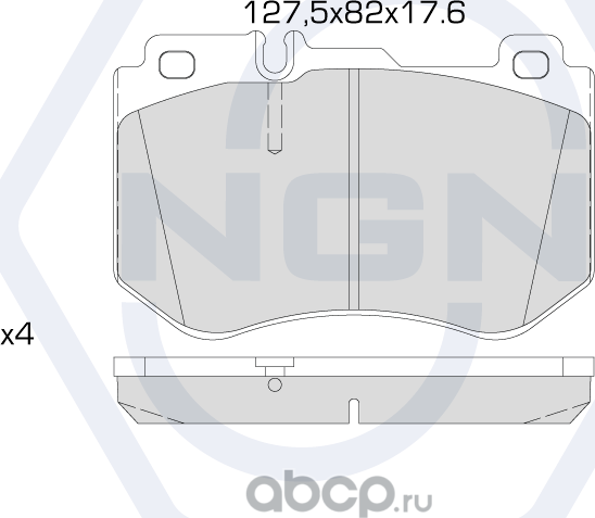 Колодки тормозные керамические, передние (NGN). Артикул 3502150