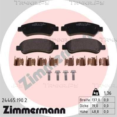 Тормозные колодки Zimmermann задние для Fiat Ducato III 2006-2026. Артикул 24465.190.2