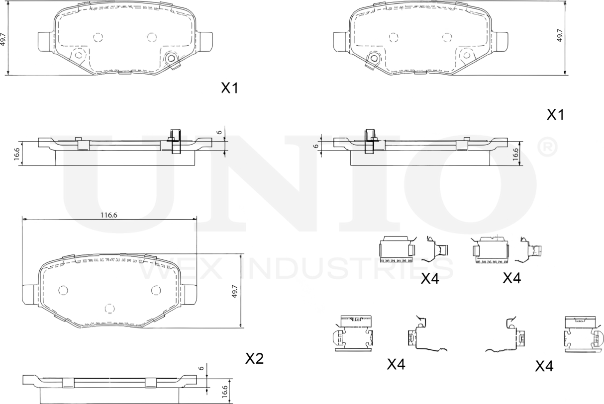 Колодки тормозные дисковые, комплект (Unio). Артикул BRP-20465