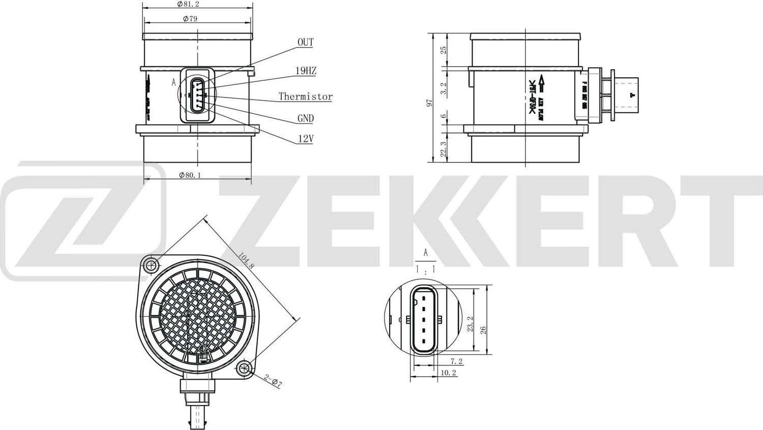 Датчик абсолютного давления (ДАД, MAP) Zekkert. Артикул SE-1095