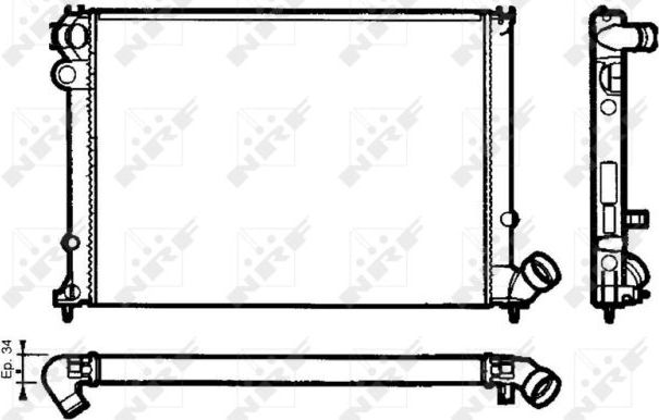 Радиатор охлаждения двигателя NRF для Peugeot 406 I 1996-2004. Артикул 58076