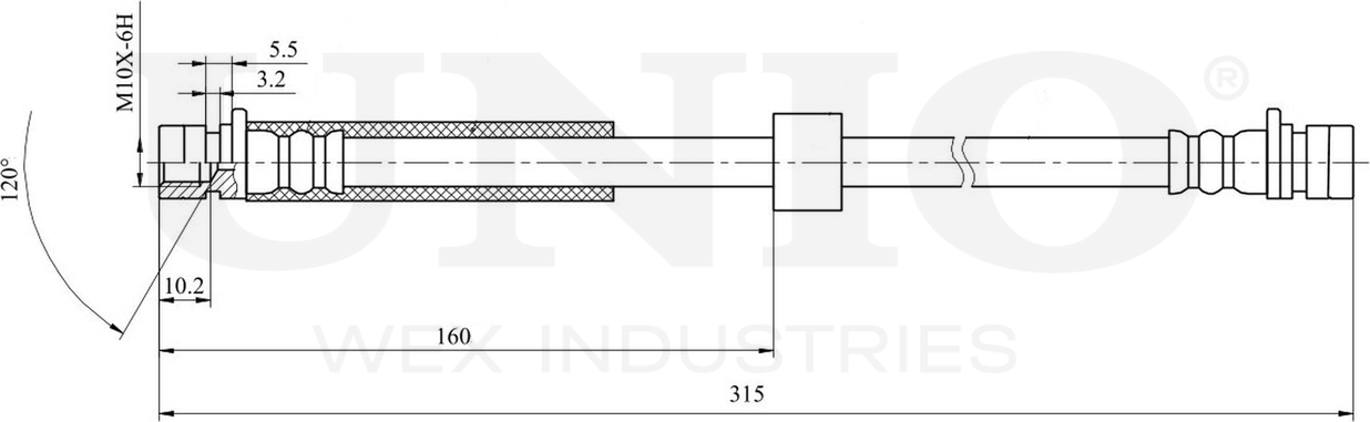 Шланг тормозной (Unio). Артикул BRH-10086