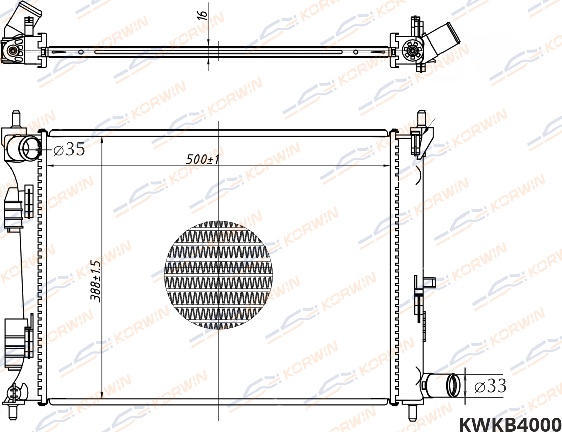 Радиатор охлаждения KIA Rio/HYUNDAI Solaris 1.4-1.6 (11-17) MT (гарантия 2 года) (Korwin). Артикул KWKB4000