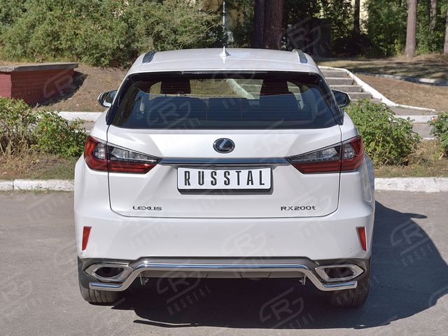 Защита RusStal заднего бампера d42 волна для Lexus RX 200t, 300 2015-2018. Артикул LRX2Z-002377