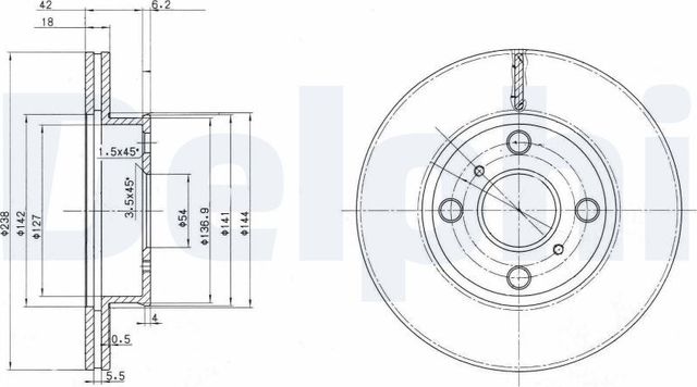 Тормозной диск Delphi передний для Toyota Corolla E110 1997-2001. Артикул BG2424