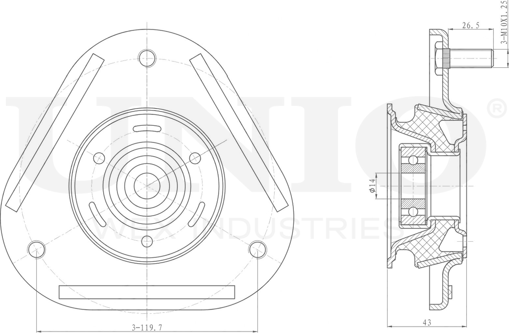 Опора амортизационной стойки (Unio). Артикул RMP-13111