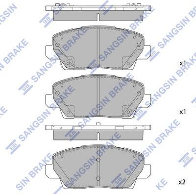 Тормозные колодки Sangsin Hi-Q передние для Hyundai Kona I 2019-2026. Артикул SP1982