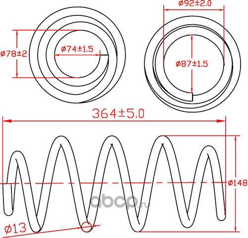 Пружина подвески передней VW Caddy IV, Tiguan, L364-D148-t13 (Zikmar). Артикул Z48084R