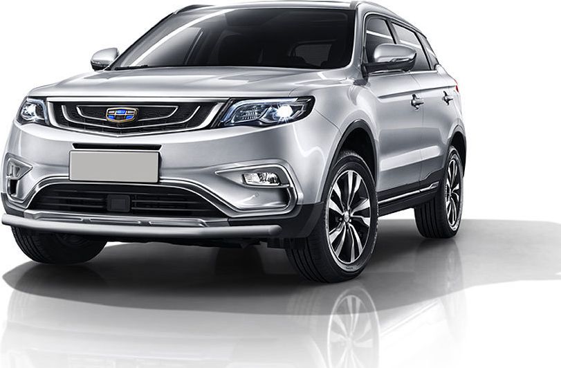 Защита Slitkoff переднего бампера d57 для Geely Atlas 2016-2026 Серебристая. Артикул GEAT03S
